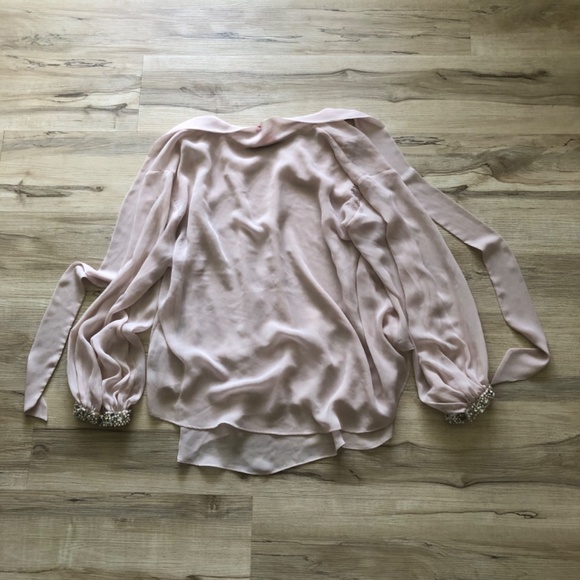 Jennifer Lopez Flowy Blouse w/ Neck & Jewelled Cuffs - Picture 5 of 6